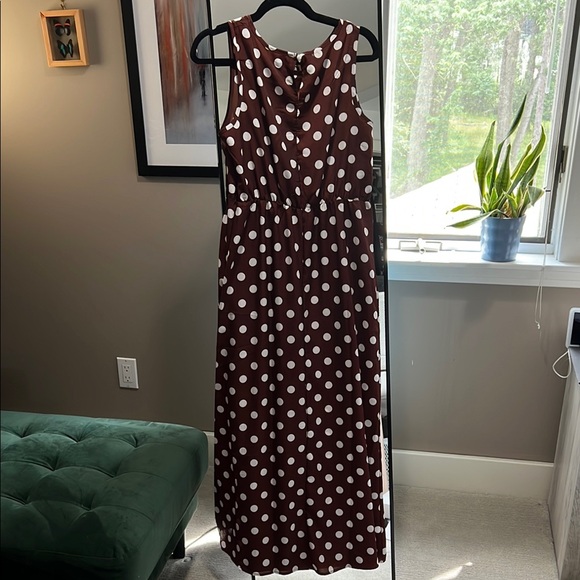 Polka Dot Maxi Dress - Brown and White | Size M - Picture 3 of 4